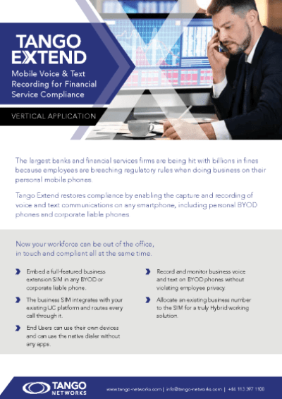 Tango Extend Mobile Recording for Finance